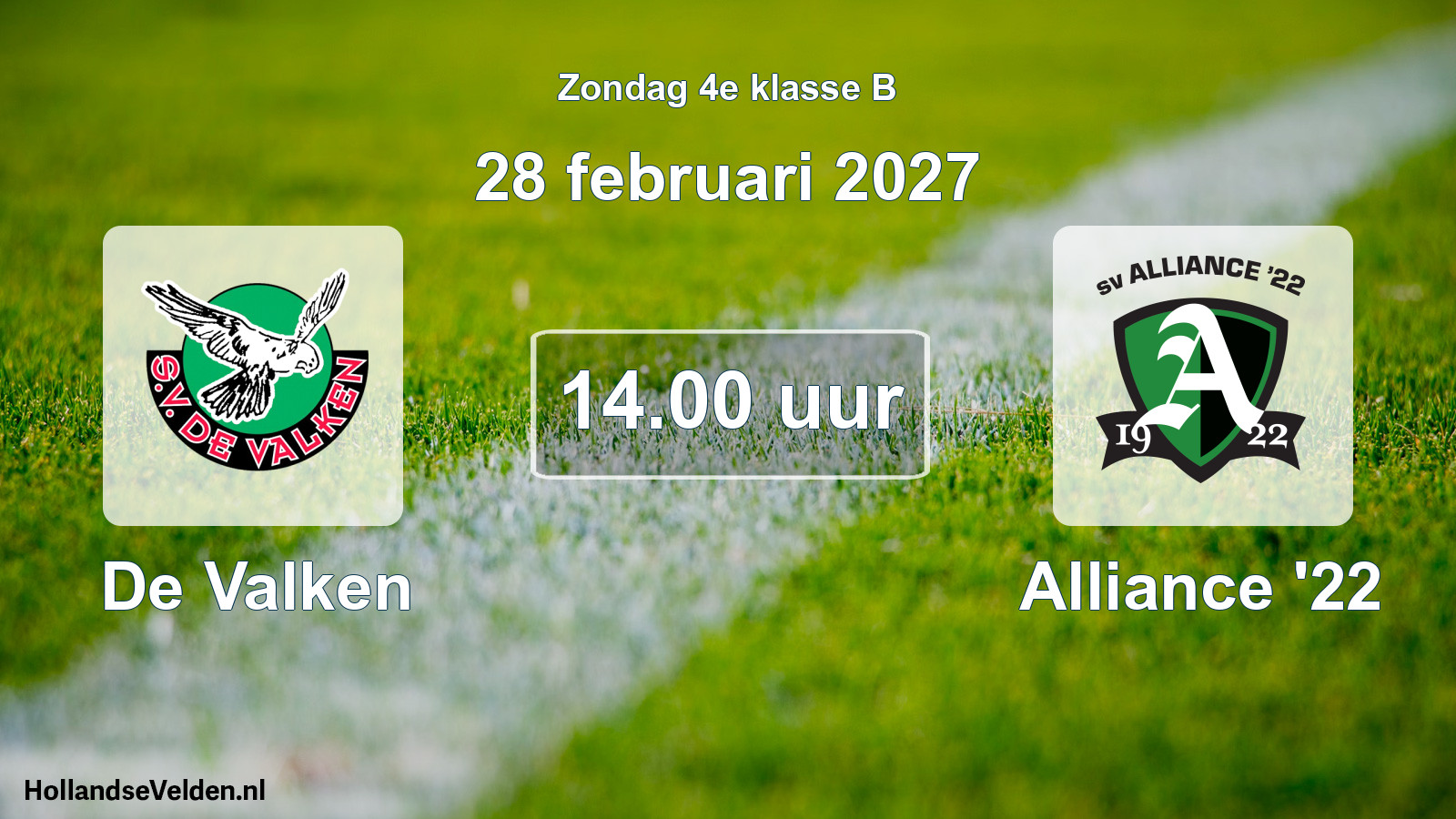 Geplande wedstrijd: De Valken - Alliance '22 (28 februari 2027)