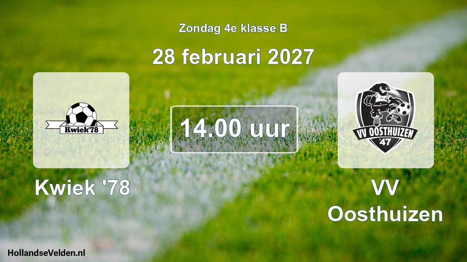 Geplande wedstrijd: Kwiek '78 - VV Oosthuizen (28 februari 2027)