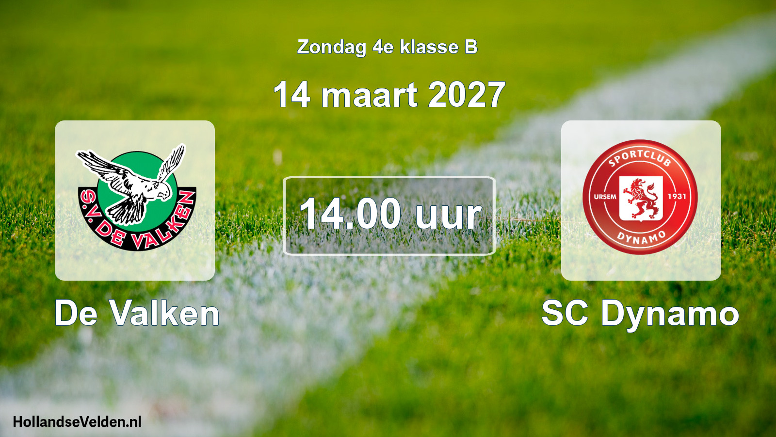 Geplande wedstrijd: De Valken - SC Dynamo (14 maart 2027)