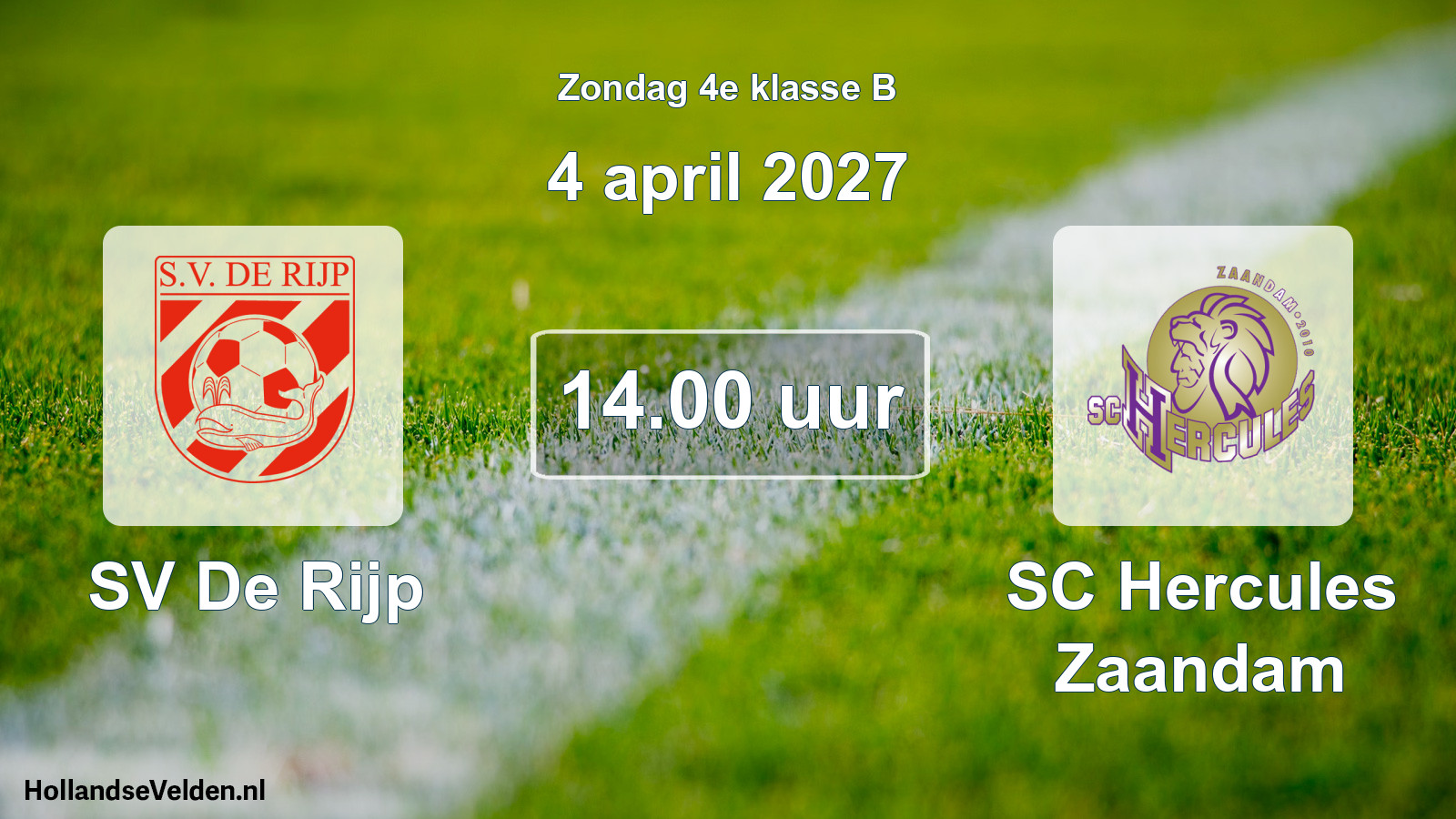 Geplande wedstrijd: SV De Rijp - SC Hercules Zaandam (4 april 2027)