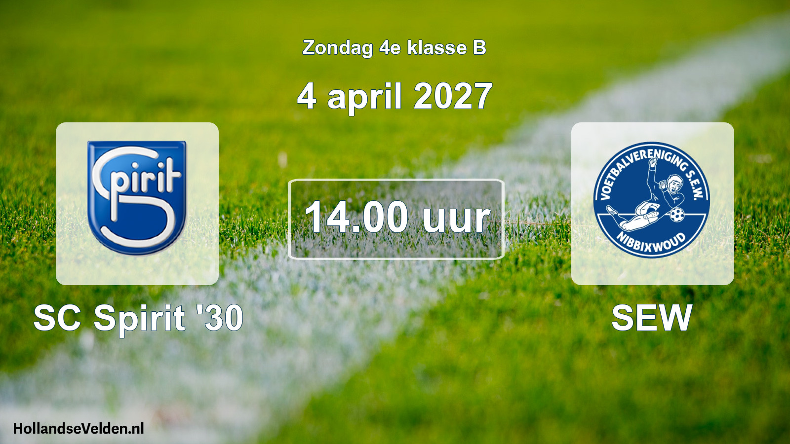 Geplande wedstrijd: SC Spirit '30 - SEW (4 april 2027)
