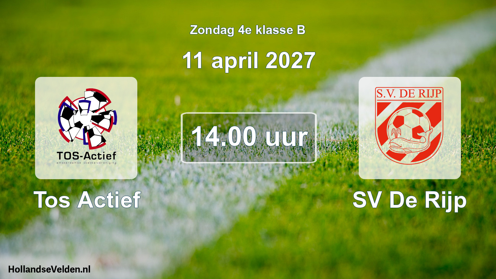 Geplande wedstrijd: Tos Actief - SV De Rijp (11 april 2027)