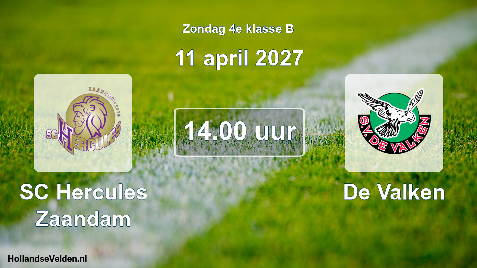 Geplande wedstrijd: SC Hercules Zaandam - De Valken (11 april 2027)