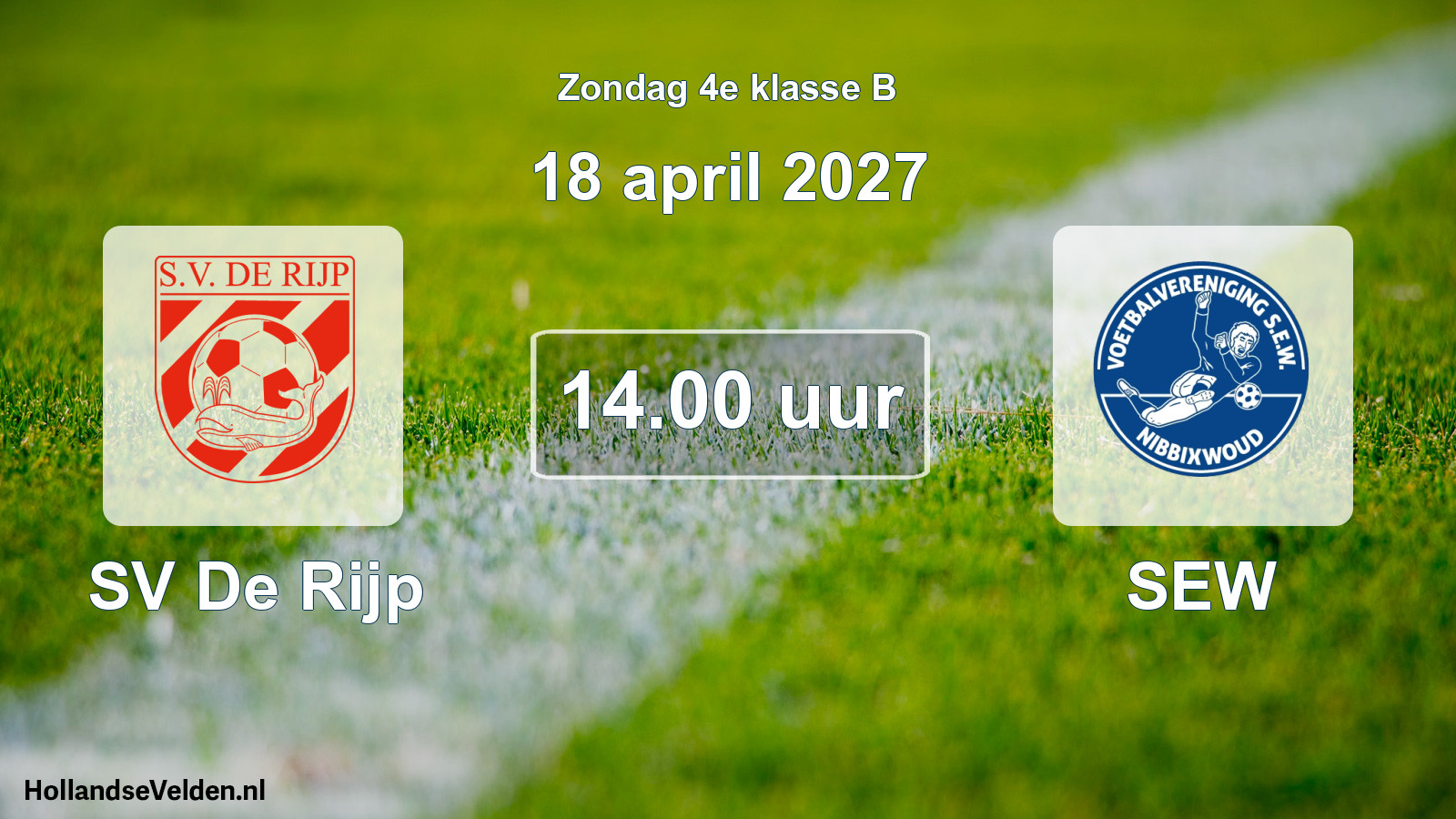Geplande wedstrijd: SV De Rijp - SEW (18 april 2027)