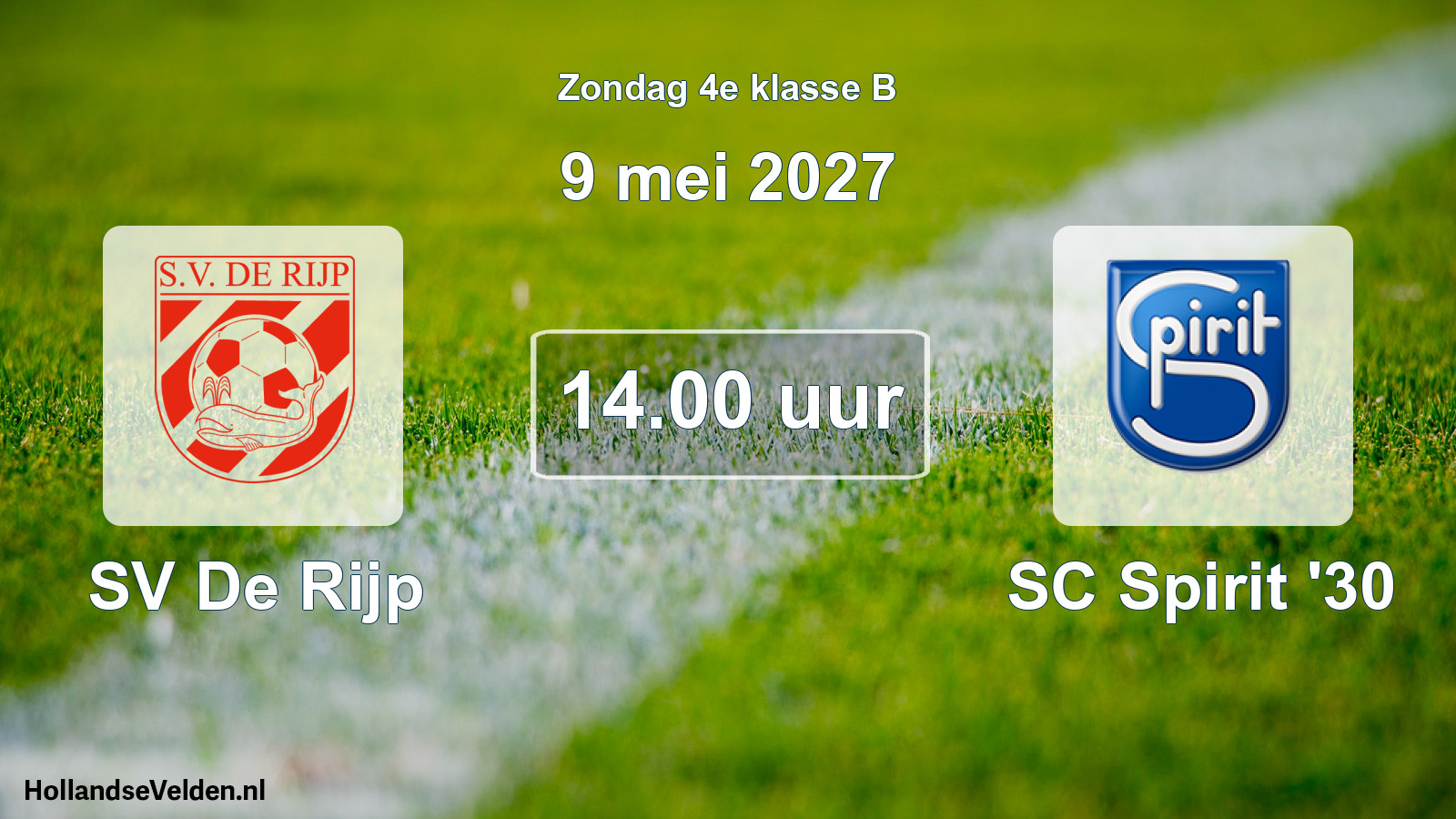 Geplande wedstrijd: SV De Rijp - SC Spirit '30 (9 mei 2027)