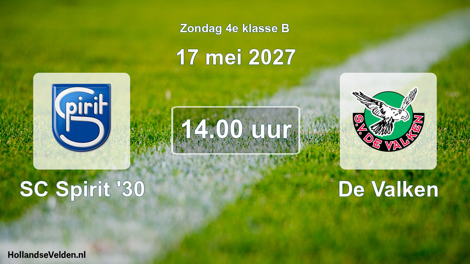 Geplande wedstrijd: SC Spirit '30 - De Valken (17 mei 2027)