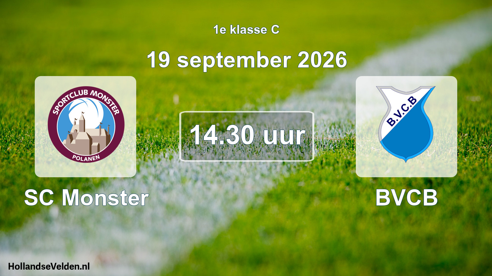 Geplande wedstrijd: SC Monster - BVCB (19 september 2026)