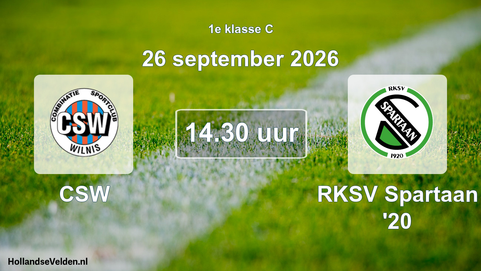 Scheduled Match: CSW - RKSV Spartaan '20 (26 September 2026)