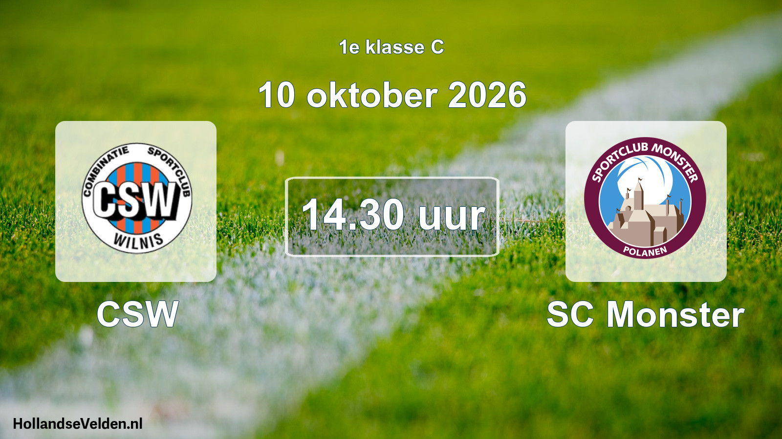 Geplande wedstrijd: CSW - SC Monster (10 oktober 2026)