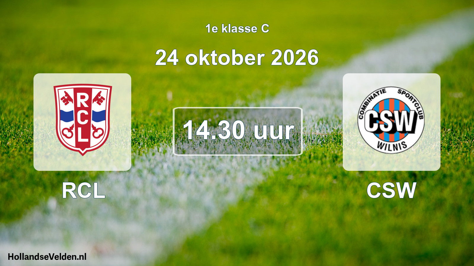 Geplande wedstrijd: RCL - CSW (24 oktober 2026)