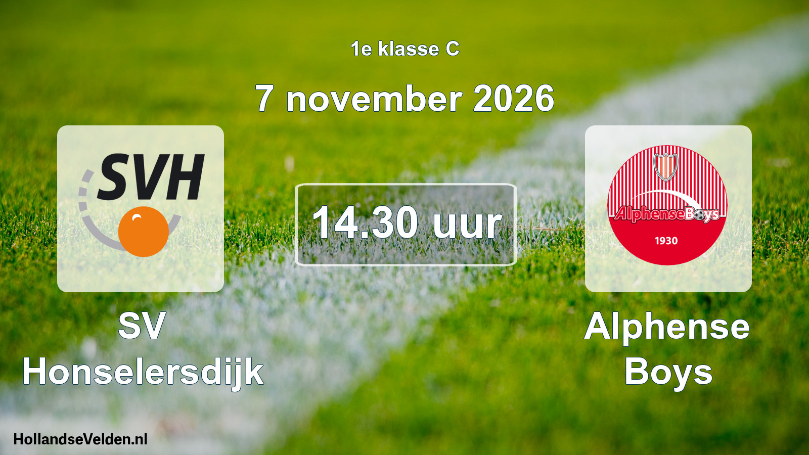Geplande wedstrijd: SV Honselersdijk - Alphense Boys (7 november 2026)