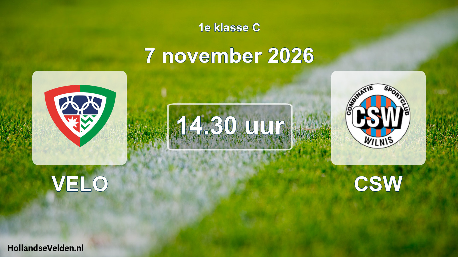 Geplande wedstrijd: VELO - CSW (7 november 2026)