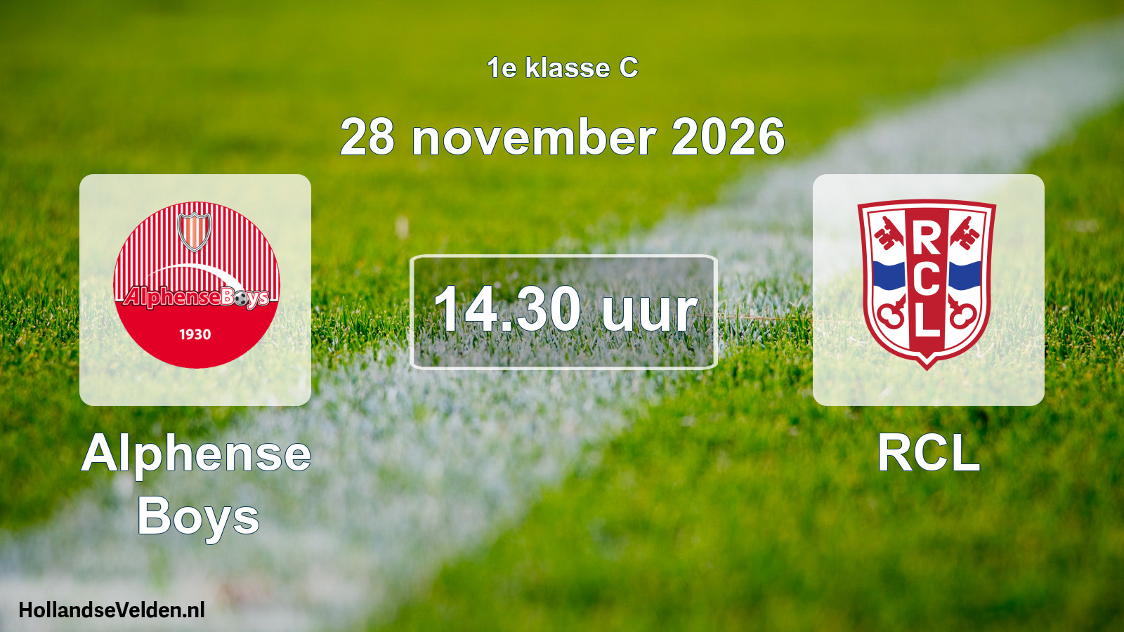 Geplande wedstrijd: Alphense Boys - RCL (28 november 2026)