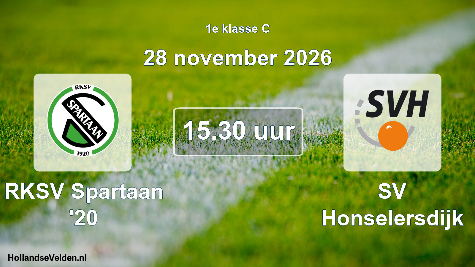 Geplande wedstrijd: RKSV Spartaan '20 - SV Honselersdijk (28 november 2026)