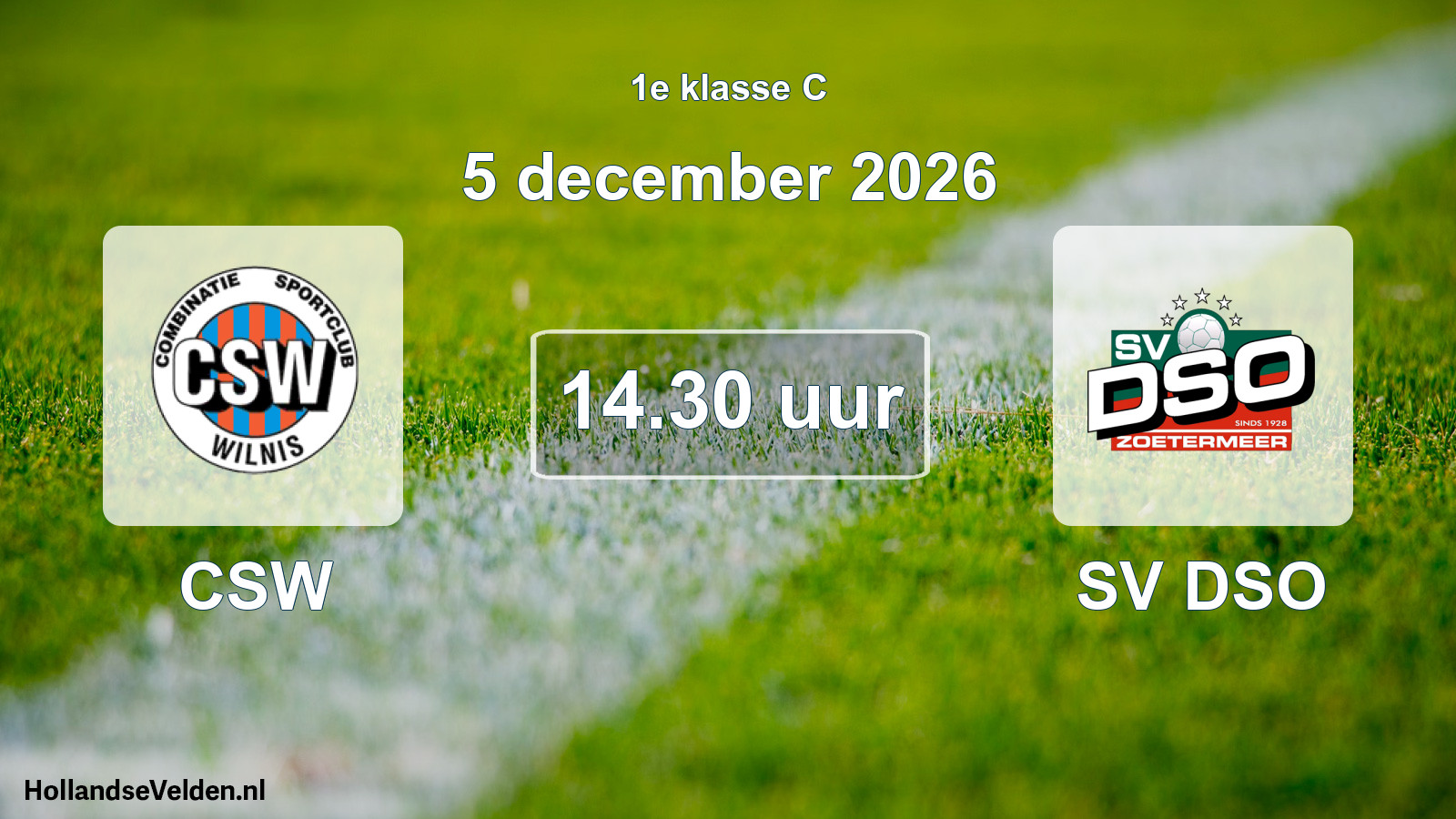 Geplande wedstrijd: CSW - SV DSO (5 december 2026)