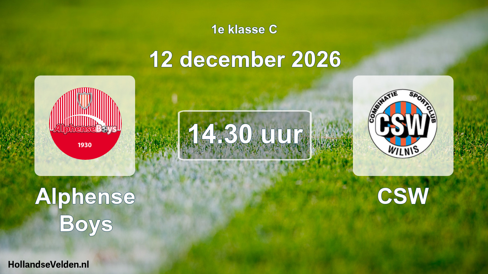 Geplande wedstrijd: Alphense Boys - CSW (12 december 2026)