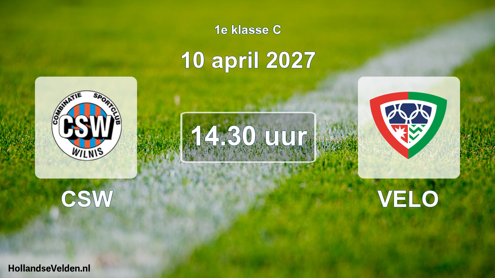 Geplande wedstrijd: CSW - VELO (10 april 2027)