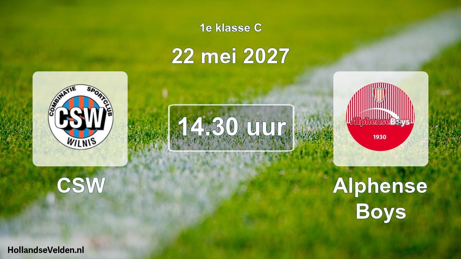 Geplande wedstrijd: CSW - Alphense Boys (22 mei 2027)