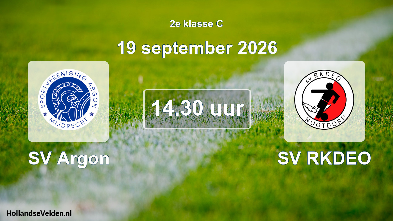 Geplande wedstrijd: SV Argon - SV RKDEO (19 september 2026)