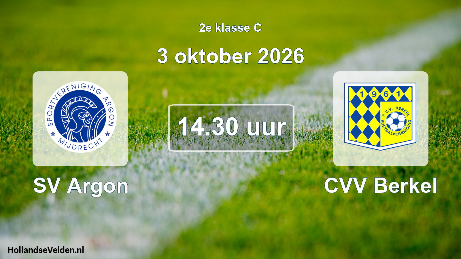 Geplande wedstrijd: SV Argon - CVV Berkel (3 oktober 2026)