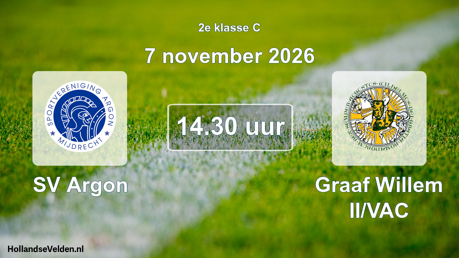 Geplande wedstrijd: SV Argon - Graaf Willem II/VAC (7 november 2026)