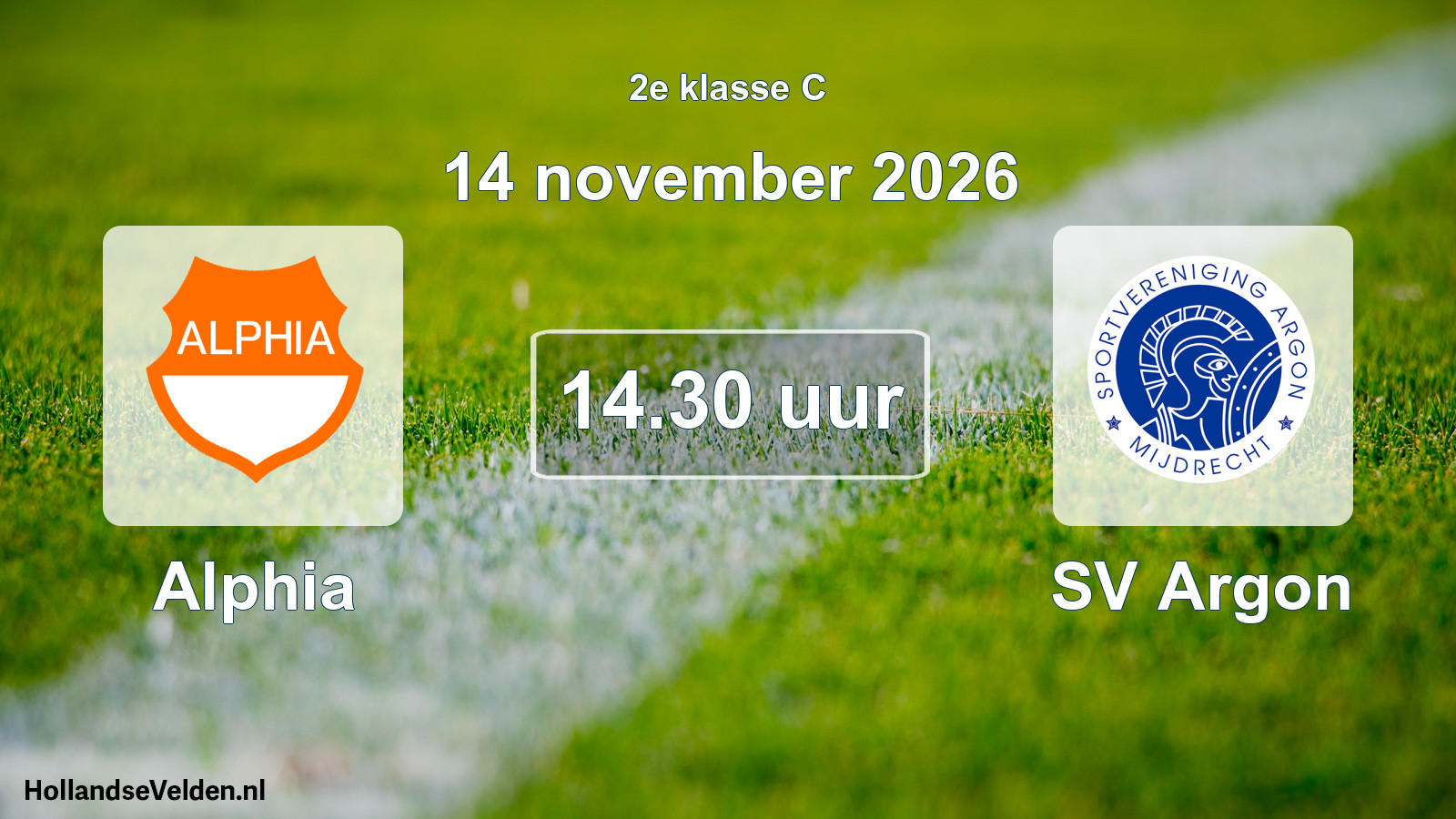 Geplande wedstrijd: Alphia - SV Argon (14 november 2026)