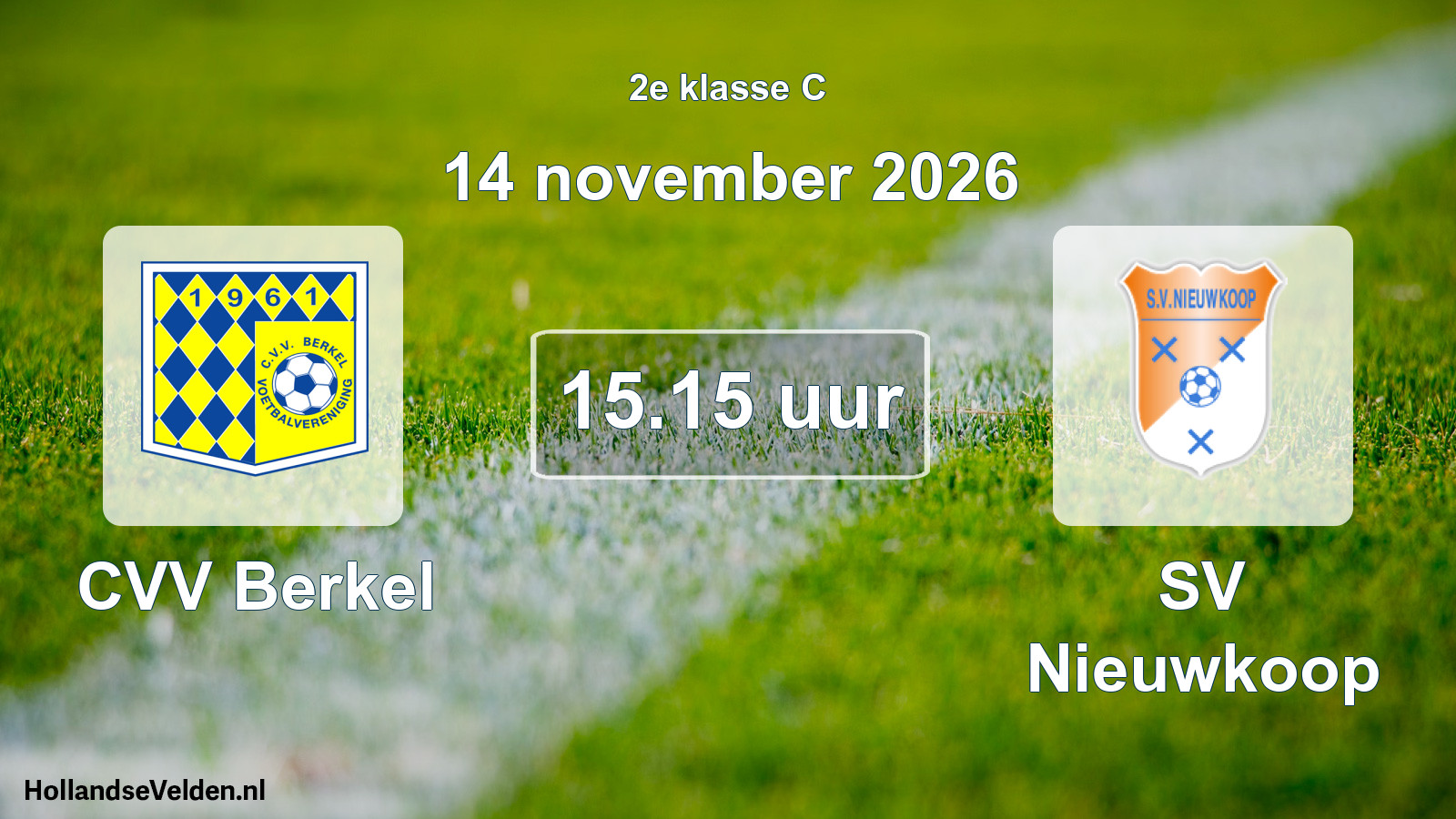 Geplande wedstrijd: CVV Berkel - SV Nieuwkoop (14 november 2026)