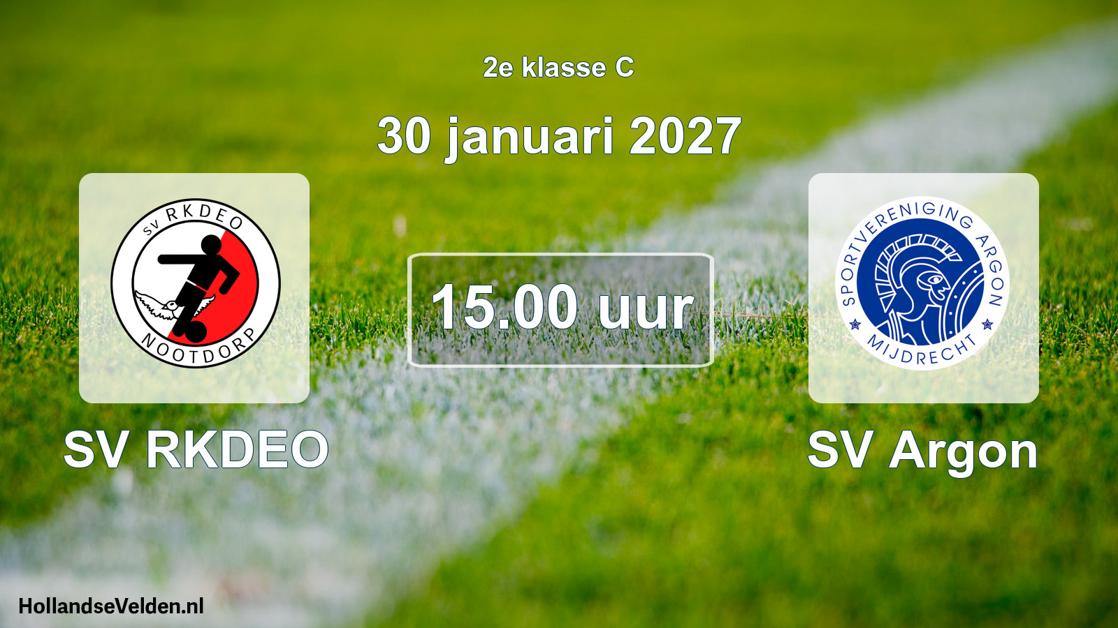 Geplande wedstrijd: SV RKDEO - SV Argon (30 januari 2027)
