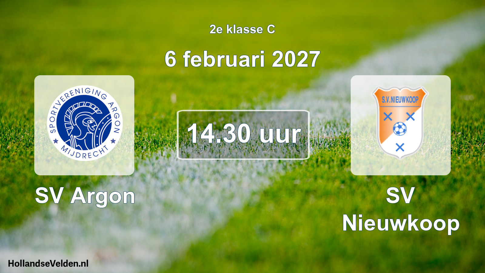 Geplande wedstrijd: SV Argon - SV Nieuwkoop (6 februari 2027)
