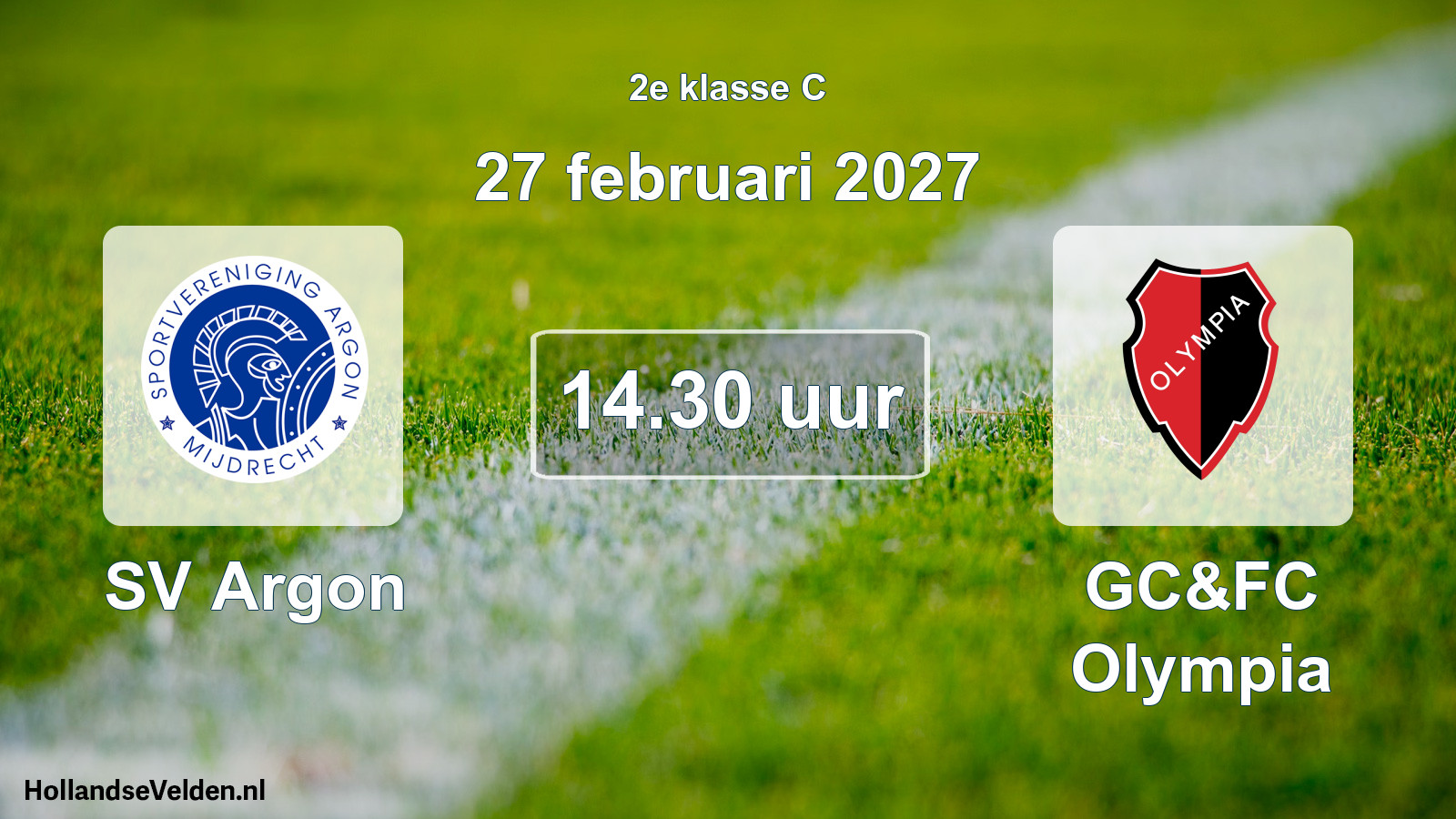 Geplande wedstrijd: SV Argon - GC&FC Olympia (27 februari 2027)