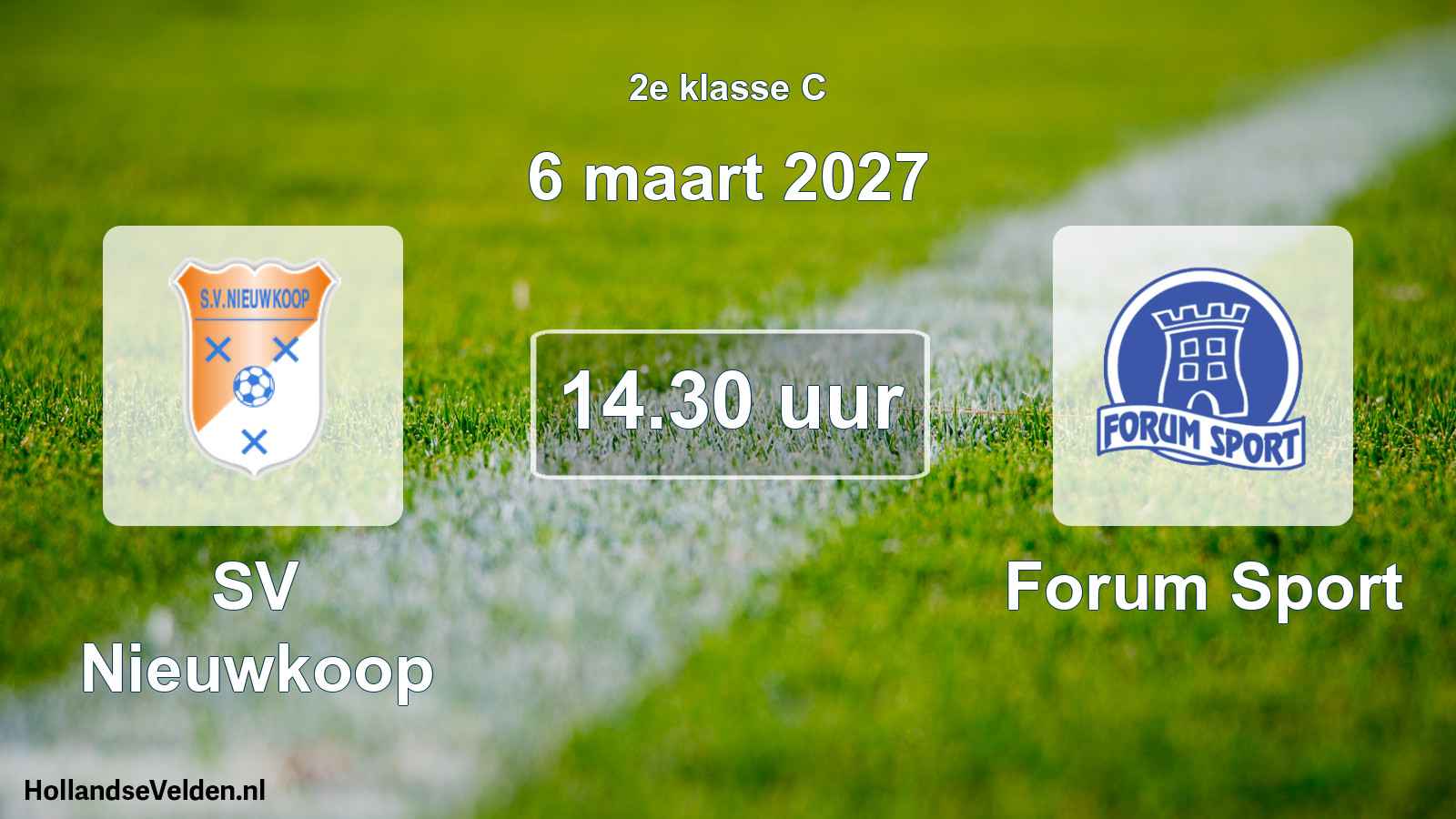 Geplande wedstrijd: SV Nieuwkoop - Forum Sport (6 maart 2027)