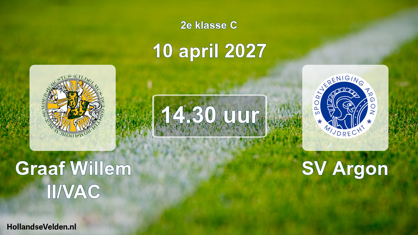 Geplande wedstrijd: Graaf Willem II/VAC - SV Argon (10 april 2027)