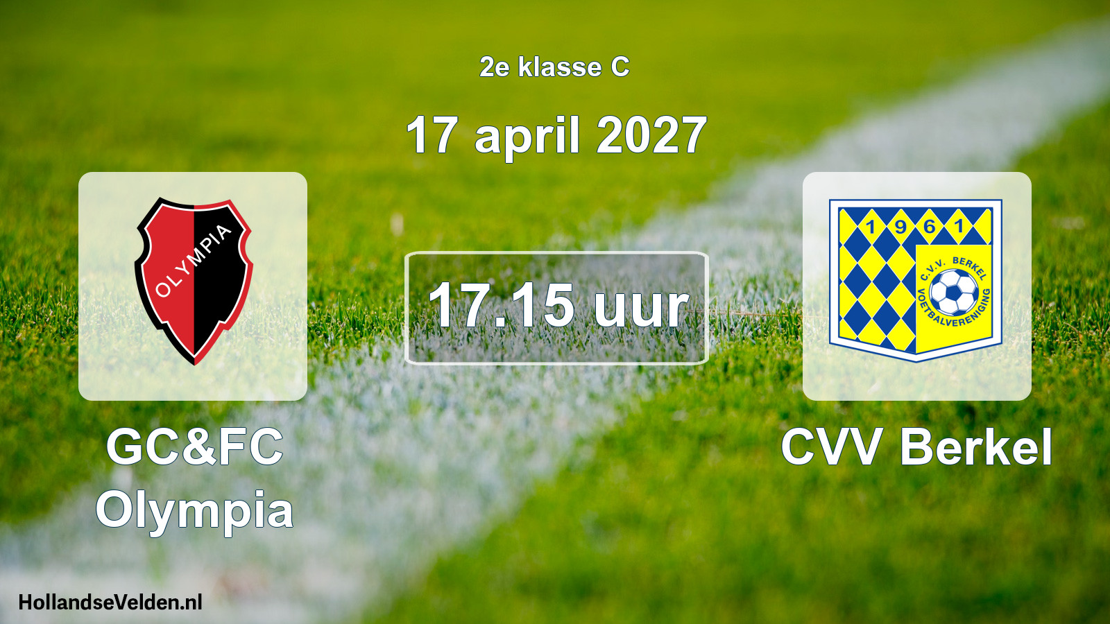 Geplande wedstrijd: GC&FC Olympia - CVV Berkel (17 april 2027)