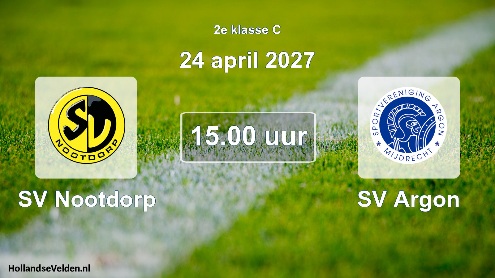 Geplande wedstrijd: SV Nootdorp - SV Argon (24 april 2027)