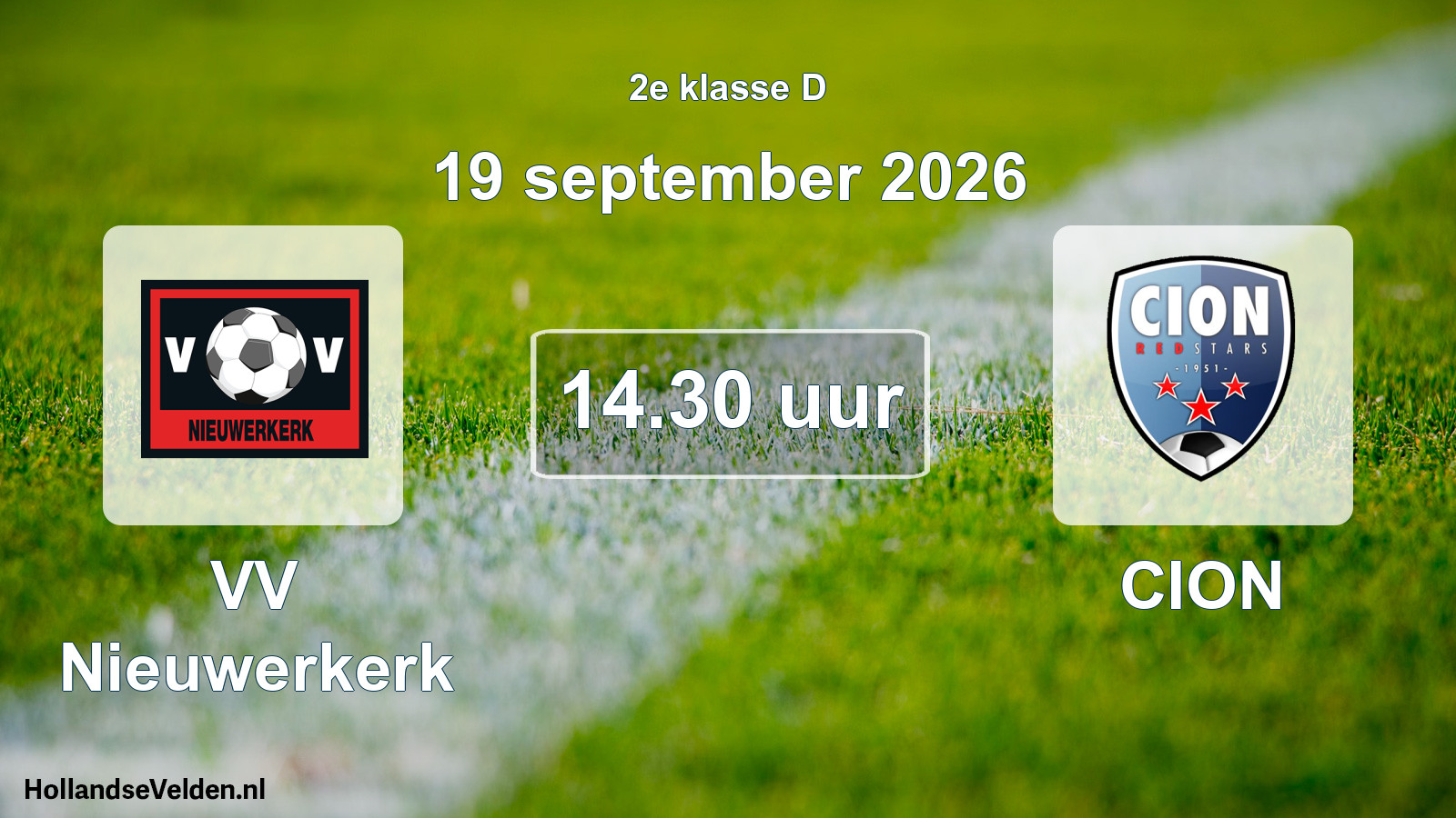 Geplande wedstrijd: VV Nieuwerkerk - CION (19 september 2026)