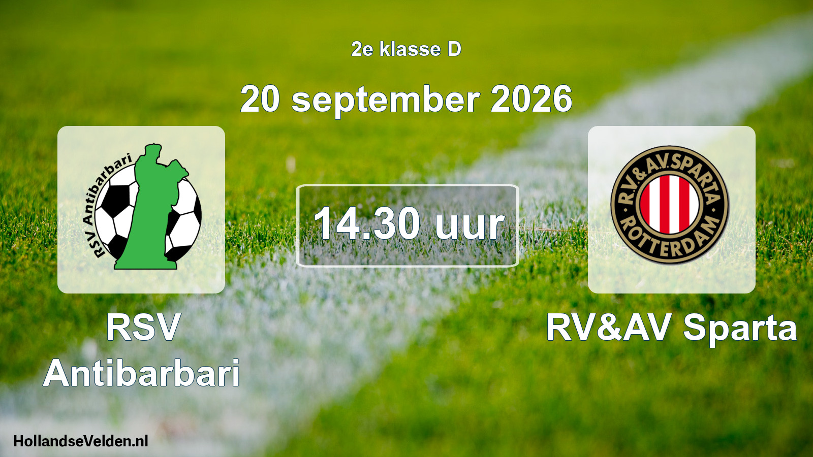 Geplande wedstrijd: RSV Antibarbari - RV&AV Sparta (20 september 2026)