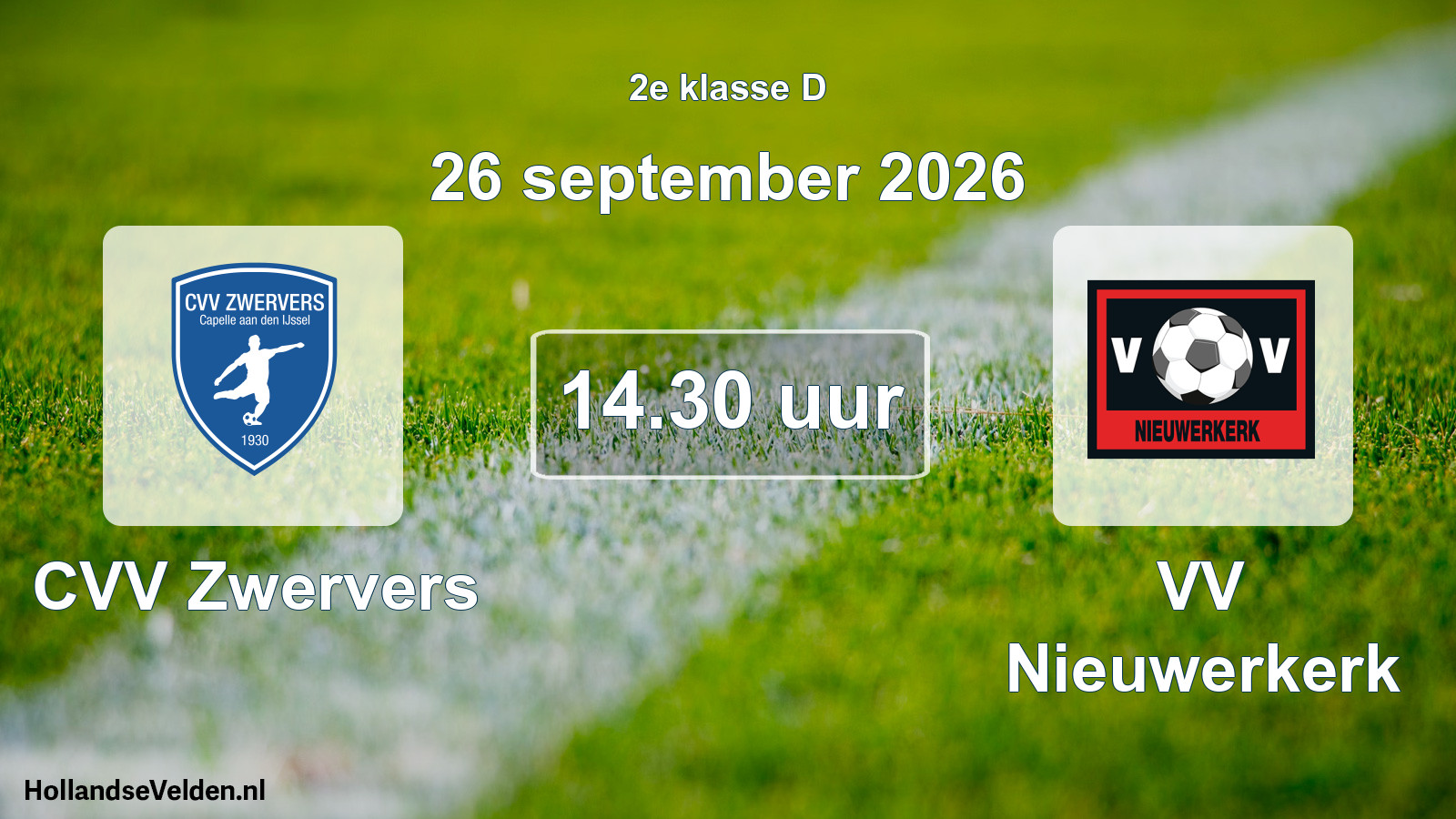 Geplande wedstrijd: CVV Zwervers - VV Nieuwerkerk (26 september 2026)