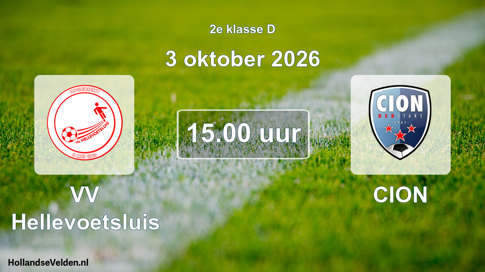 Geplande wedstrijd: VV Hellevoetsluis - CION (3 oktober 2026)