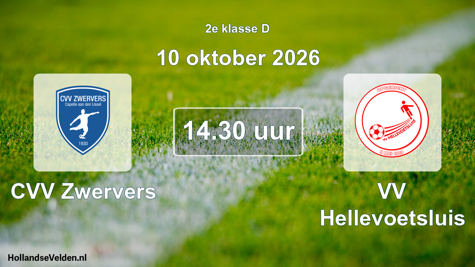 Geplande wedstrijd: CVV Zwervers - VV Hellevoetsluis (10 oktober 2026)