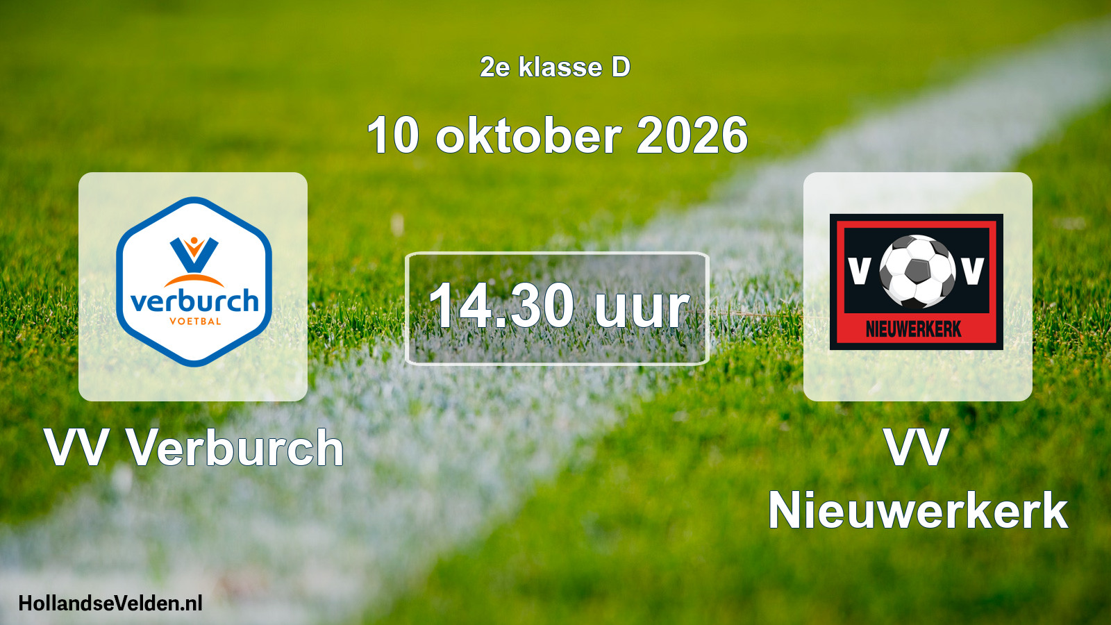 Geplande wedstrijd: VV Verburch - VV Nieuwerkerk (10 oktober 2026)