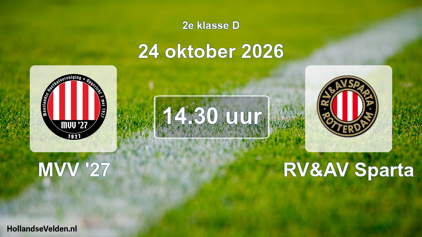 Geplande wedstrijd: MVV '27 - RV&AV Sparta (24 oktober 2026)
