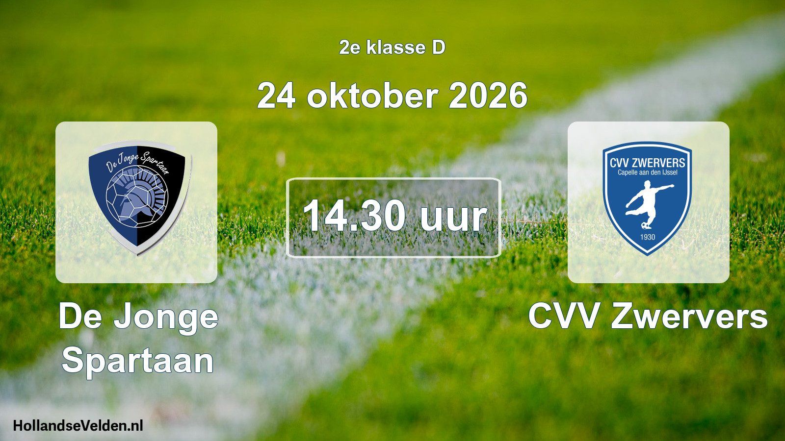 Geplande wedstrijd: De Jonge Spartaan - CVV Zwervers (24 oktober 2026)