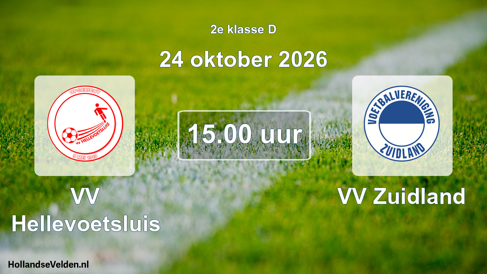 Geplande wedstrijd: VV Hellevoetsluis - VV Zuidland (24 oktober 2026)