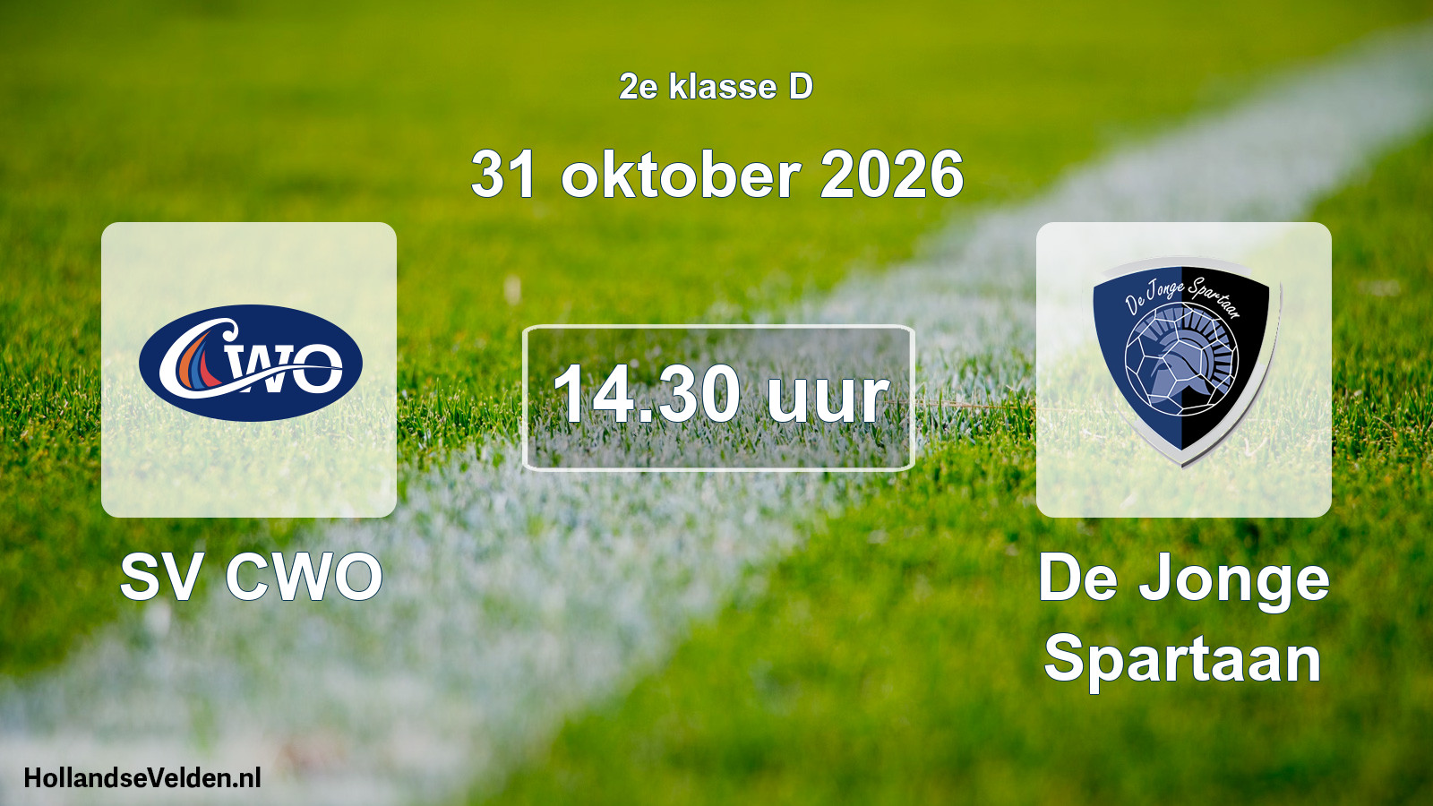 Geplande wedstrijd: SV CWO - De Jonge Spartaan (31 oktober 2026)