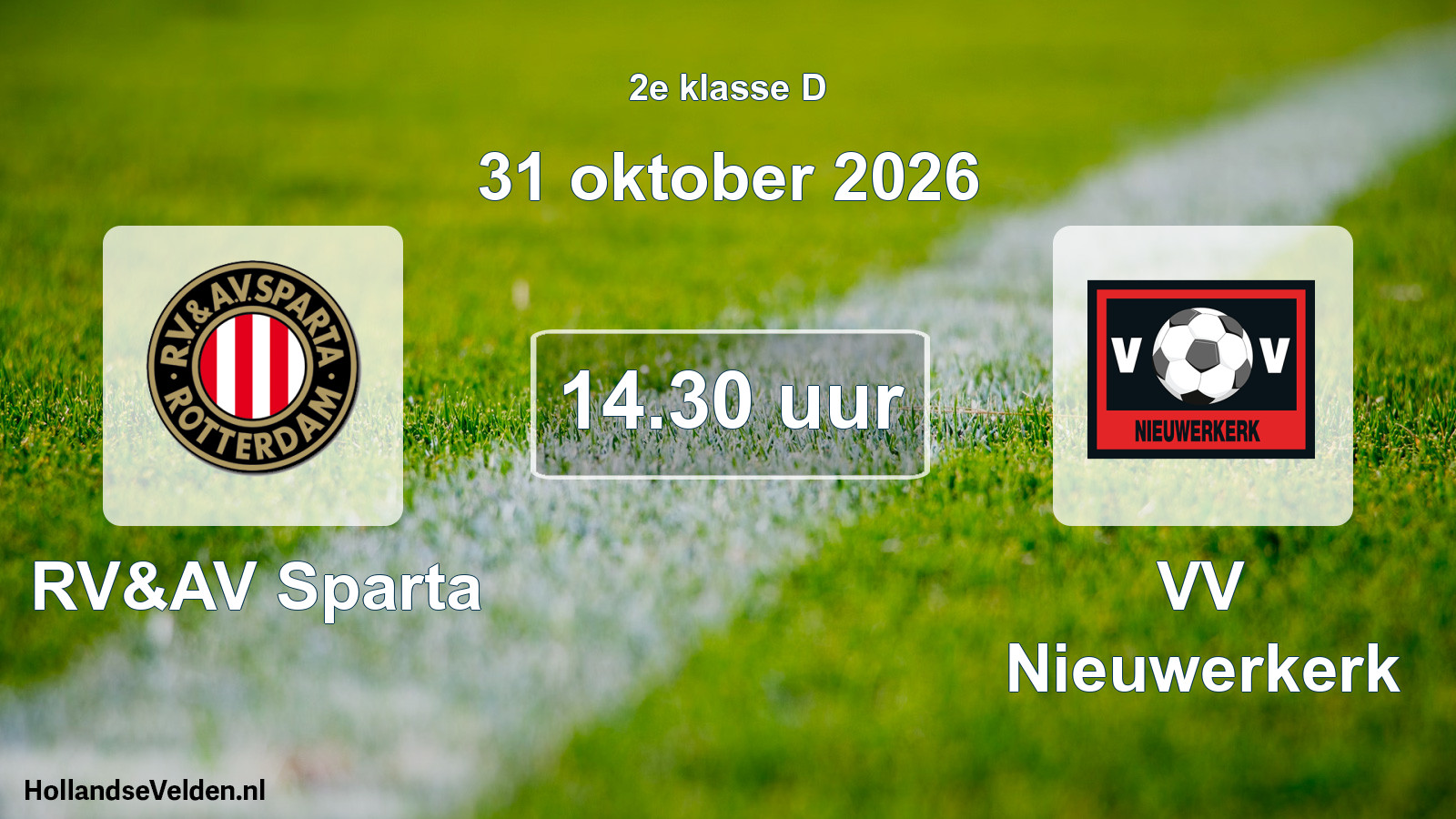 Geplande wedstrijd: RV&AV Sparta - VV Nieuwerkerk (31 oktober 2026)