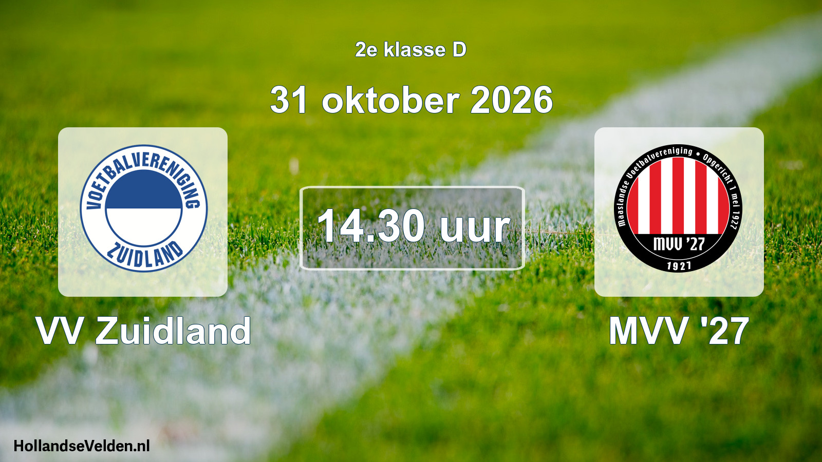 Geplande wedstrijd: VV Zuidland - MVV '27 (31 oktober 2026)