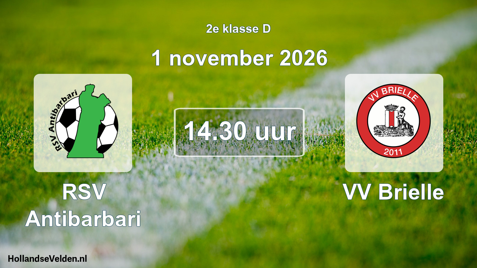Geplande wedstrijd: RSV Antibarbari - VV Brielle (1 november 2026)