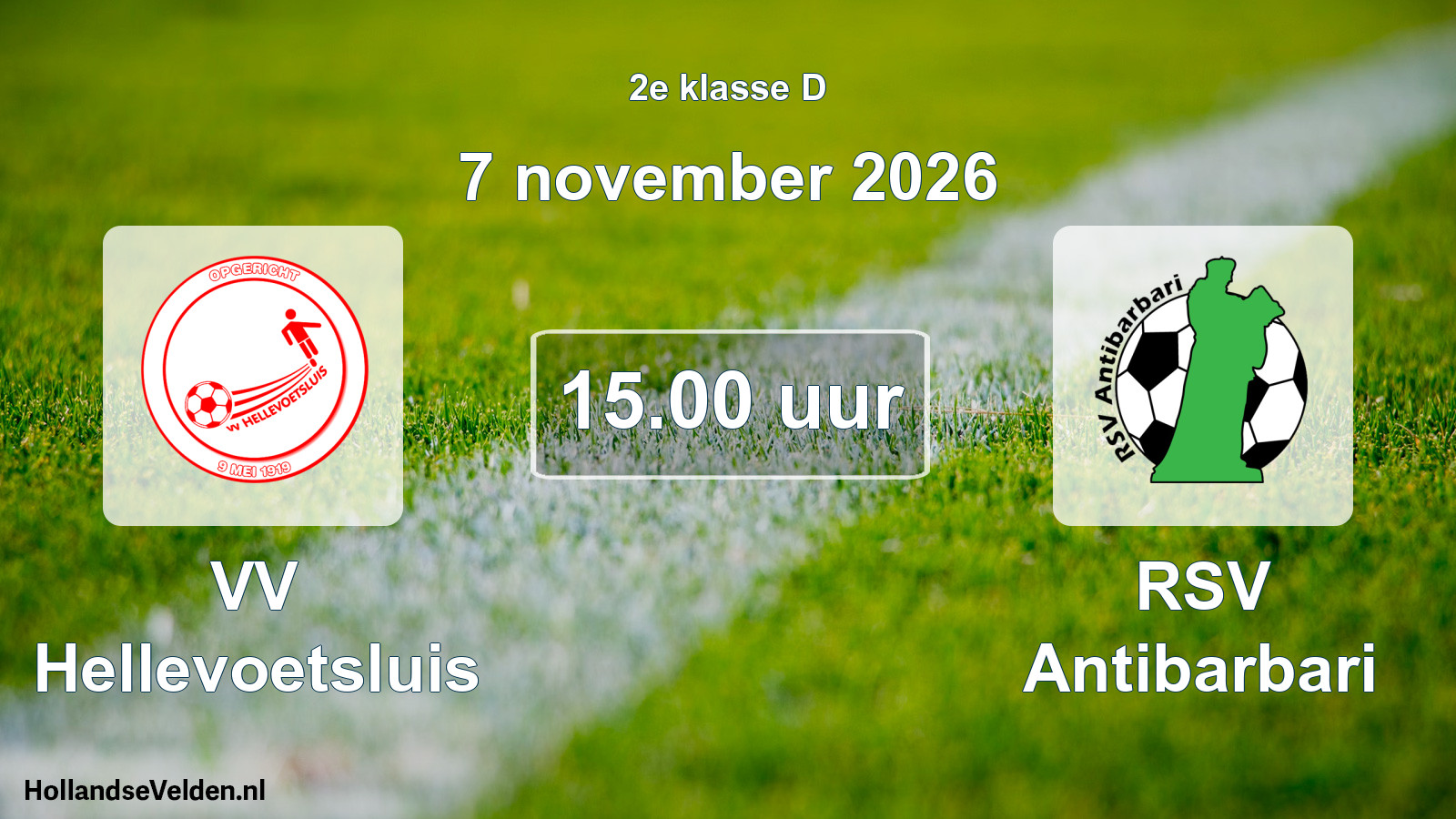Geplande wedstrijd: VV Hellevoetsluis - RSV Antibarbari (7 november 2026)