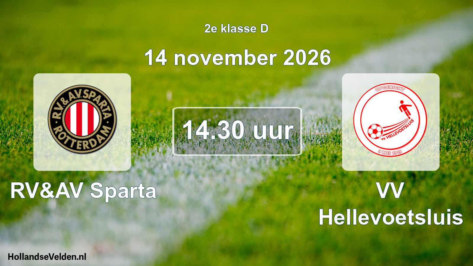 Geplande wedstrijd: RV&AV Sparta - VV Hellevoetsluis (14 november 2026)