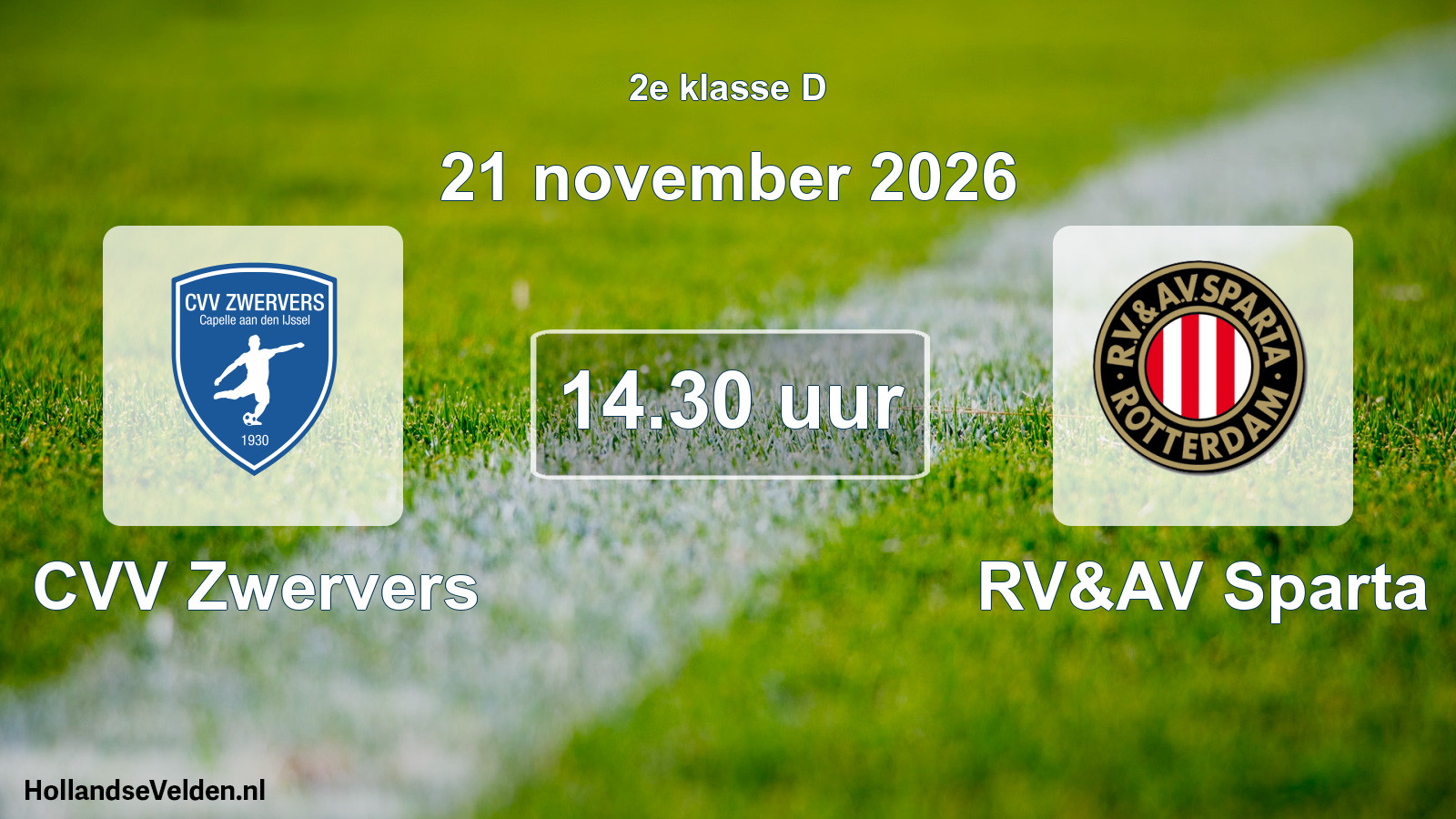 Geplande wedstrijd: CVV Zwervers - RV&AV Sparta (21 november 2026)